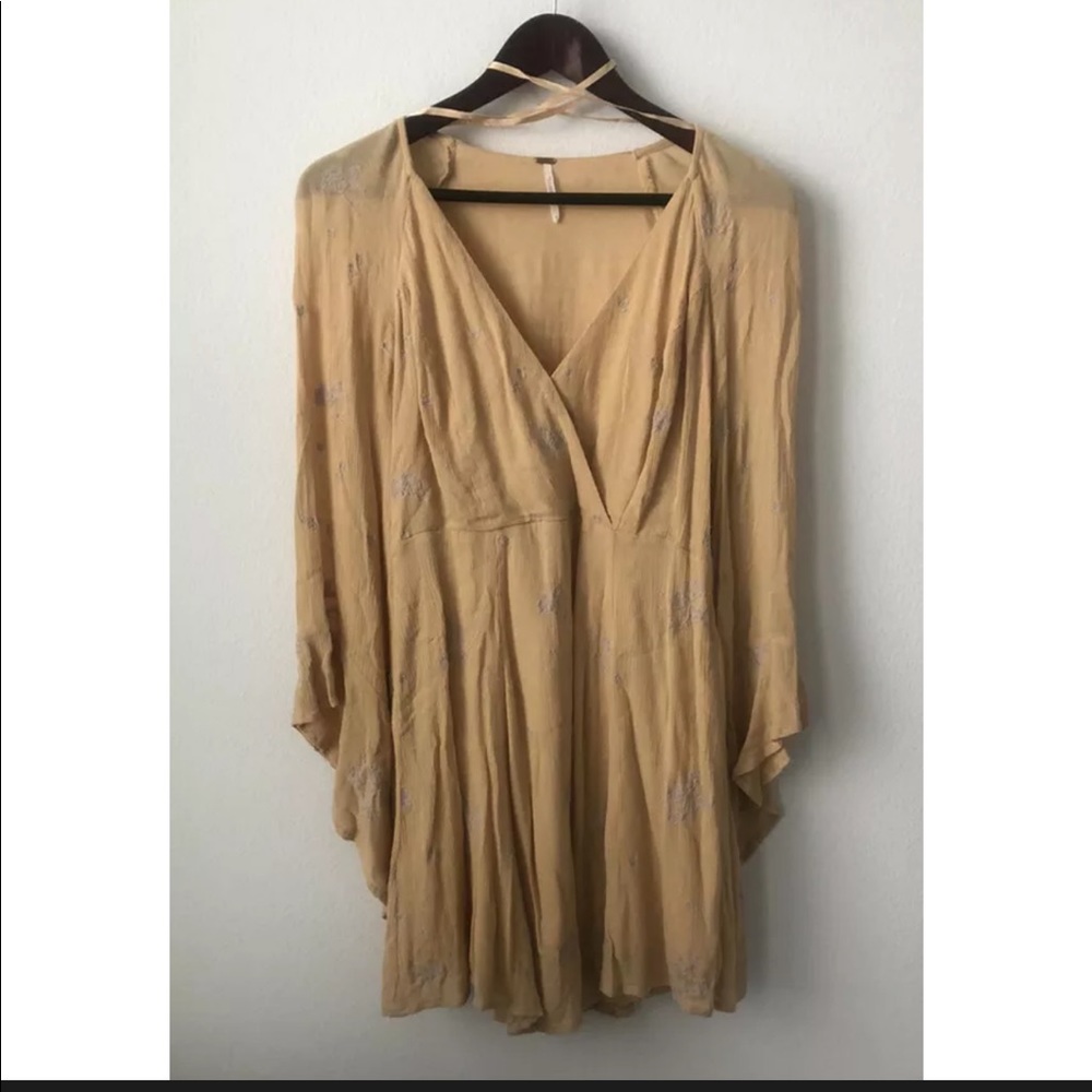 Free People Jasmine Embroidered Mini Dress Yellow ~Size 6~
